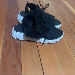 Women’s Black and White Knit Sneakers